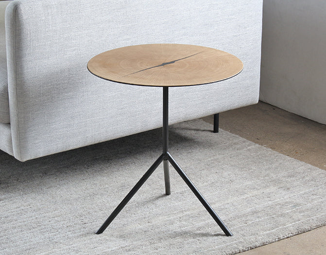 ET434 White Oak Tripod End Table with Steel Legs