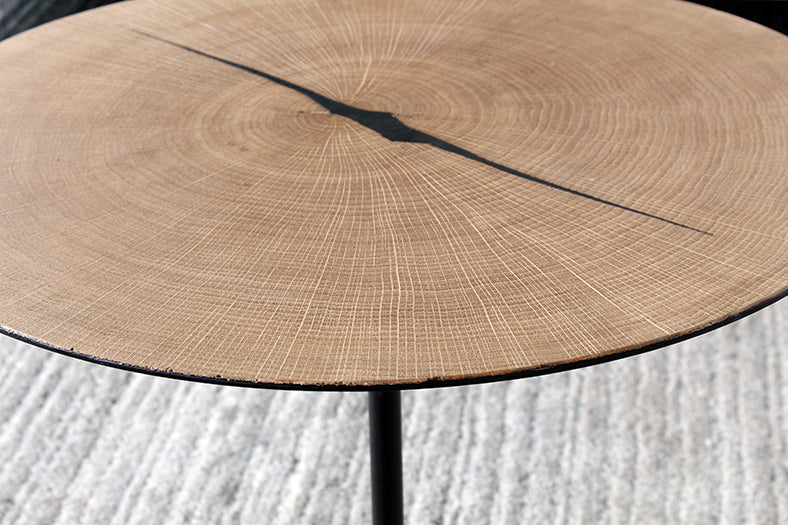 ET434 White Oak Tripod End Table with Steel Legs