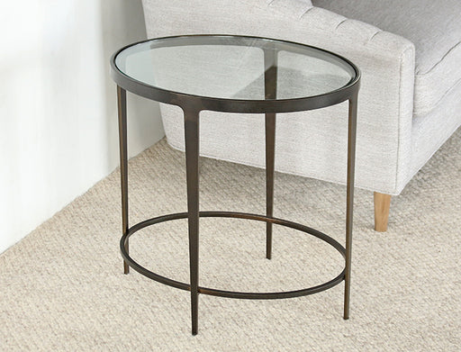 ET457 Roundabout Ellipse End Table in Antique Pewter 