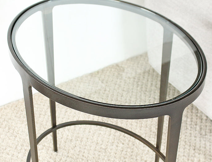 ET457 Roundabout Ellipse End Table in Antique Pewter 