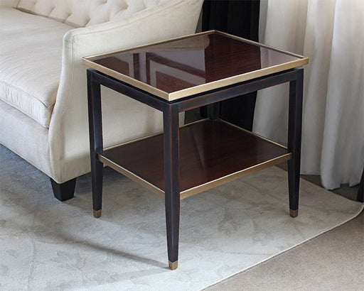 ET481 - Dark Wood End Table with Gold Accents