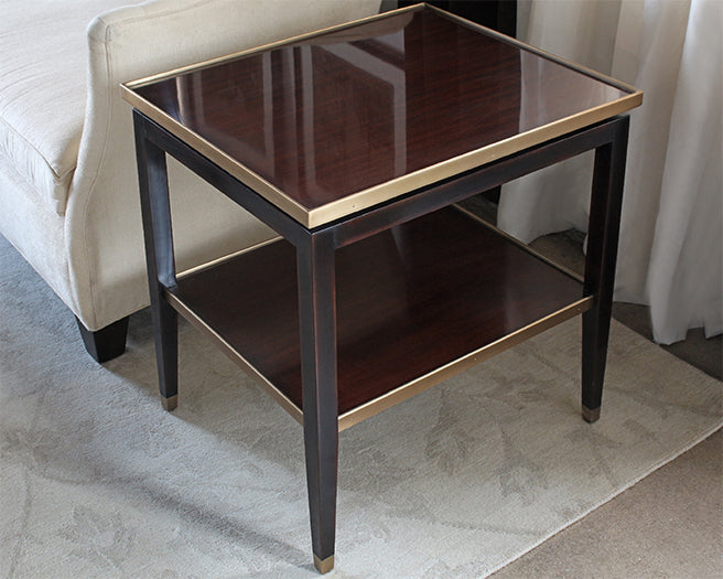 ET481 - Dark Wood End Table with Gold Accents