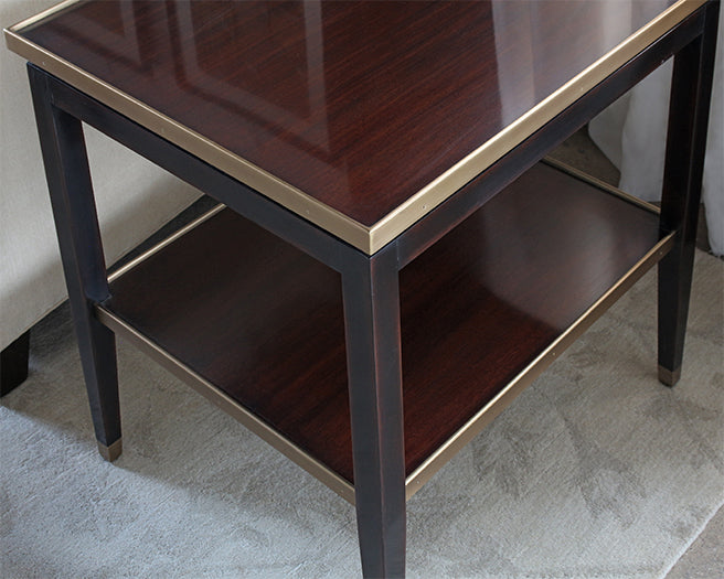 ET481 - Dark Wood End Table with Gold Accents