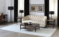 ET481 - Dark Wood End Table with Gold Accents