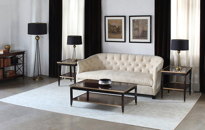 ET481 - Dark Wood End Table with Gold Accents