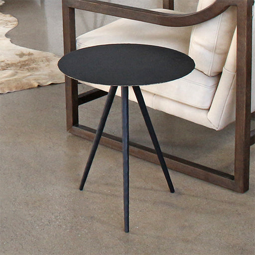 ET484 - Rubbed Black Iron Tripod End Table 