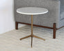 ET488 - Round Marble End Table With Brass Tripod Base