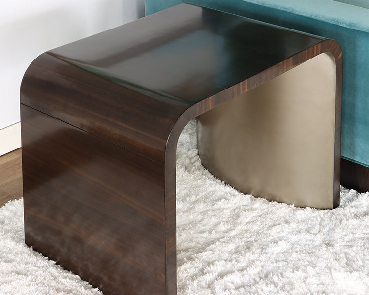 Dark Eucalyptus Wood and Bronze End Table