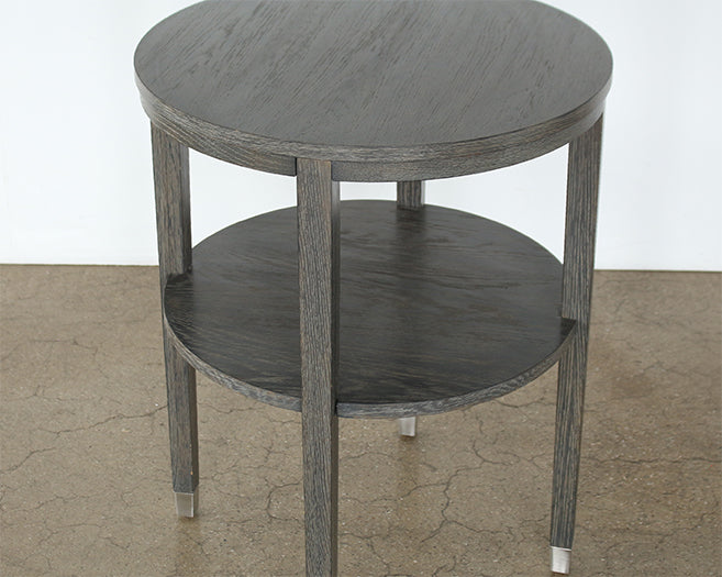 Ash End Table With Brushed Silver Accents