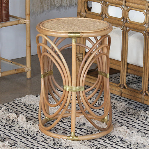 ET502 - South Seas Rattan End Table W/Brass Accents