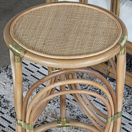 ET502 - South Seas Rattan End Table W/Brass Accents