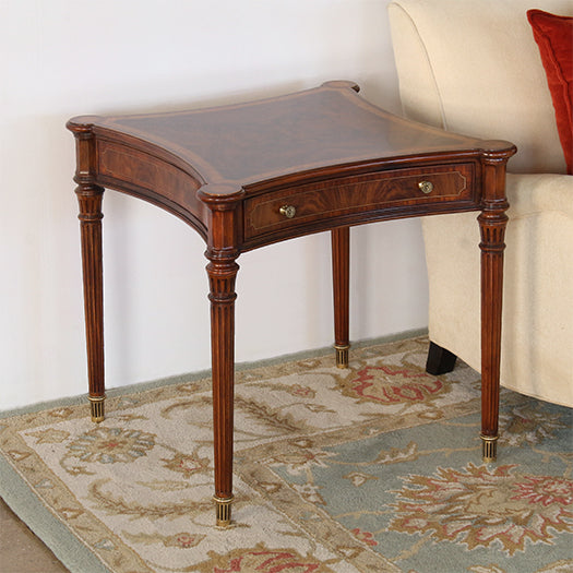 ET505 - Flame Walnut Side Table With Tapered Legs