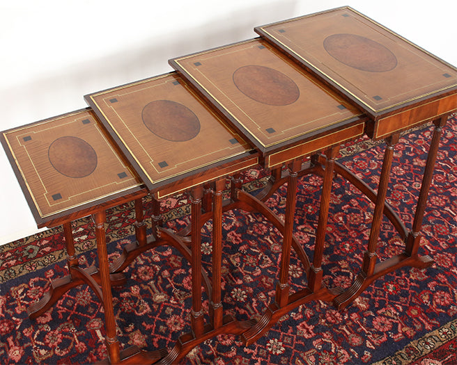 Set Of 4 Mahogany Nesting Tables With Inlay