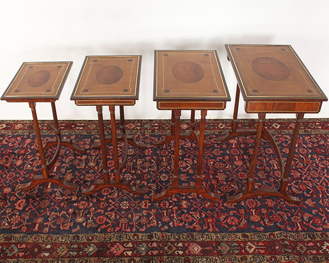 Set Of 4 Mahogany Nesting Tables With Inlay