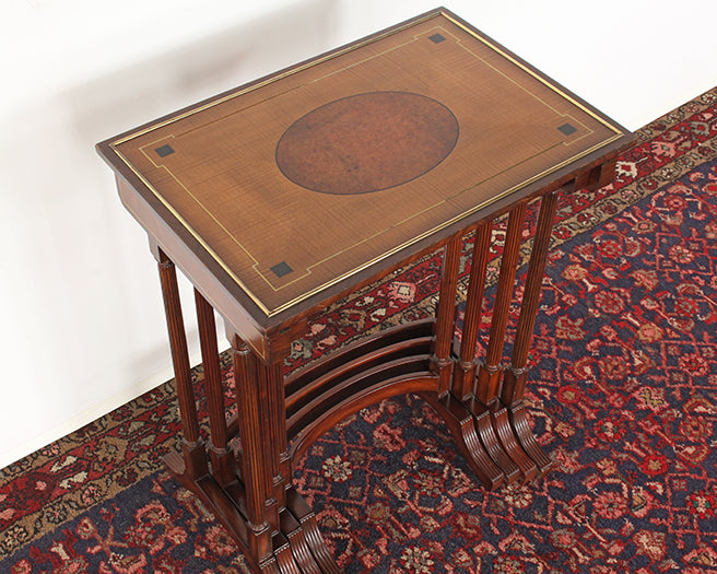 Set Of 4 Mahogany Nesting Tables With Inlay
