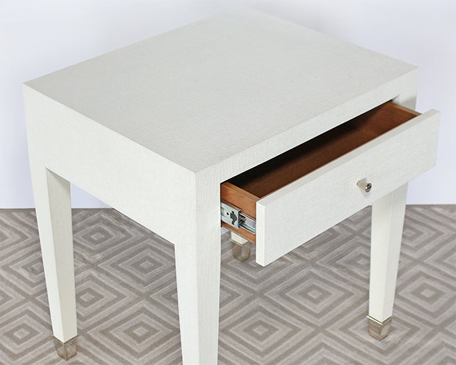 ET515 - Wrapped White Linen End Table Or Nightstand
