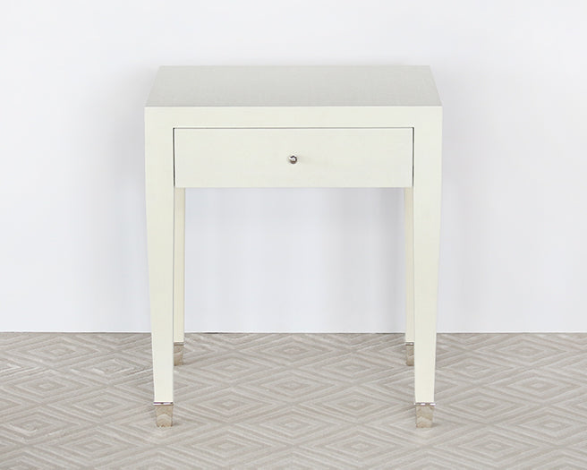 ET515 - Wrapped White Linen End Table Or Nightstand
