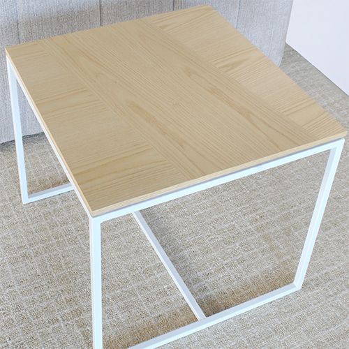 Blonde Wood Top With White Base  End Table