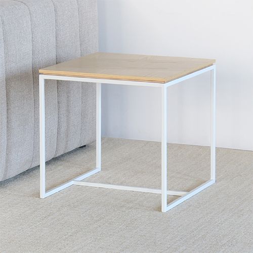 Blonde Wood Top With White Base  End Table