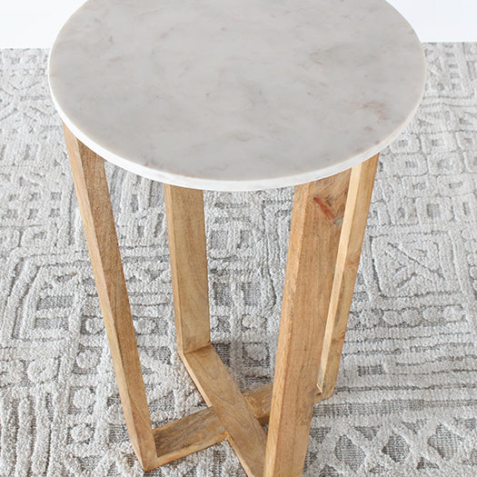 ET528 - Mango Wood And Marble End Table