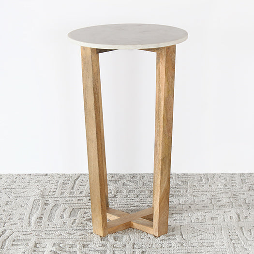 ET528 - Mango Wood And Marble End Table