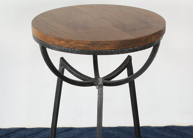 ET530 - Mango Wood & Iron Base Tripod Chairside Table 