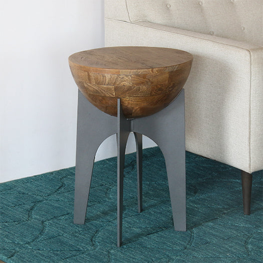 ET531 - Solid Mango Wood Half Sphere End Table