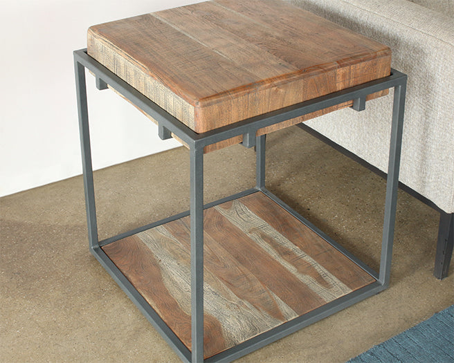 ET532 - Acacia Wood Lamp Table With Iron Leg Frame 