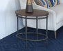 ET533 -Oval Brown Mango Top Lamp Table With Iron Legs 