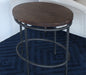 ET533 -Oval Brown Mango Top Lamp Table With Iron Legs 