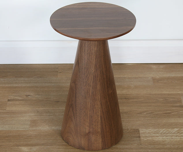 Low Walnut Veneer End Table
