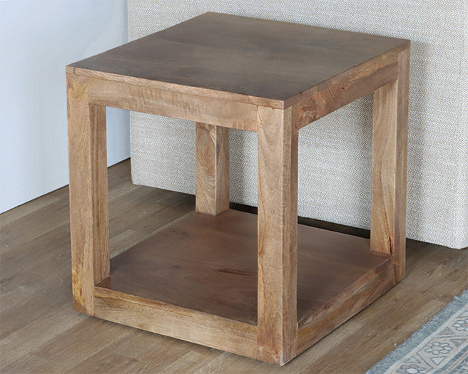 Open Square Ash End Table