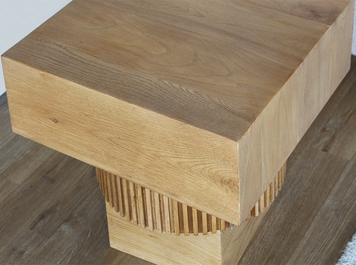 Honey Oak Sculptural End Table