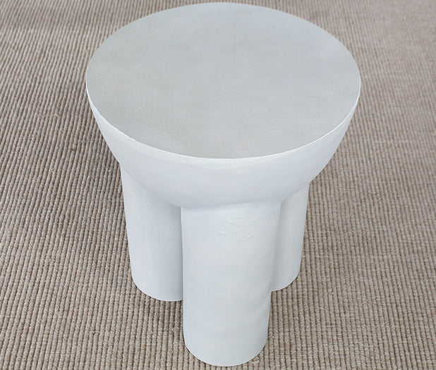 Textured Matte White Aluminum Accent Table