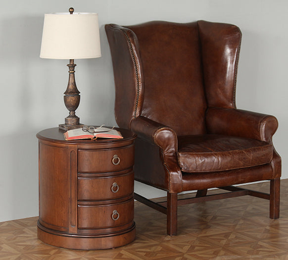Cherry Oval Drum Lamp Table
