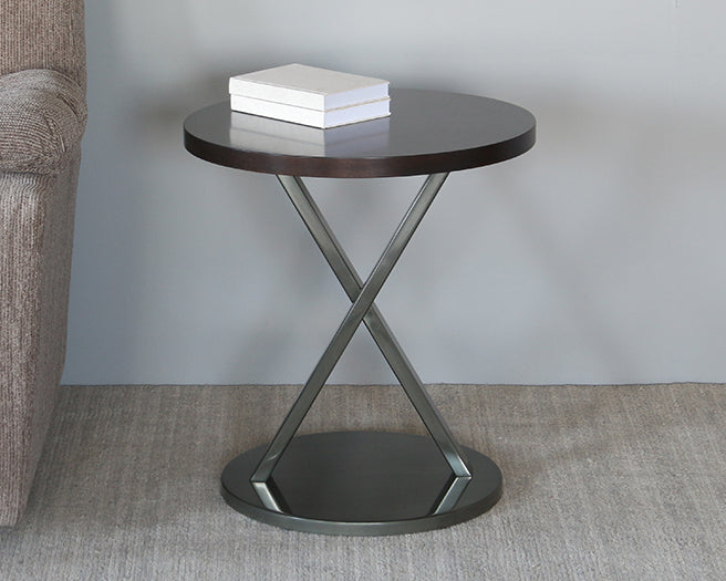 Brushed Stainless X Base End Table