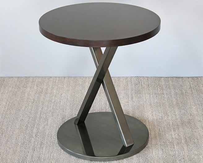 Brushed Stainless X Base End Table
