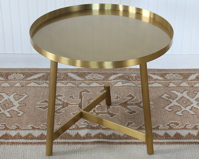 Brushed Gold Modern End Table W/ Intersecting Legs