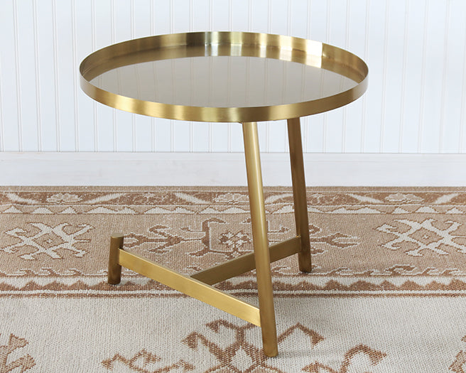 Brushed Gold Modern End Table W/ Intersecting Legs