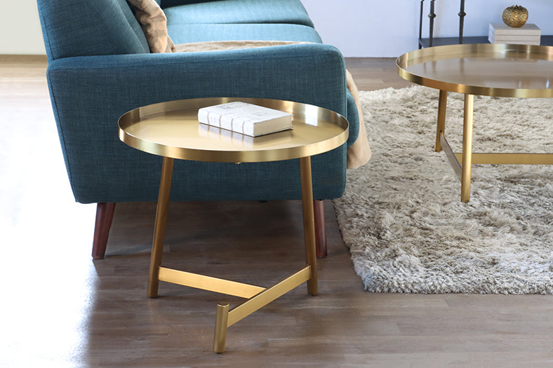 Brushed Gold Modern End Table W/ Intersecting Legs