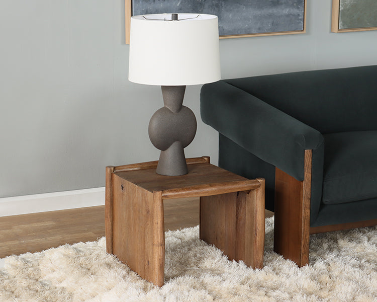Weathered Oak Modern Waterfall End Table