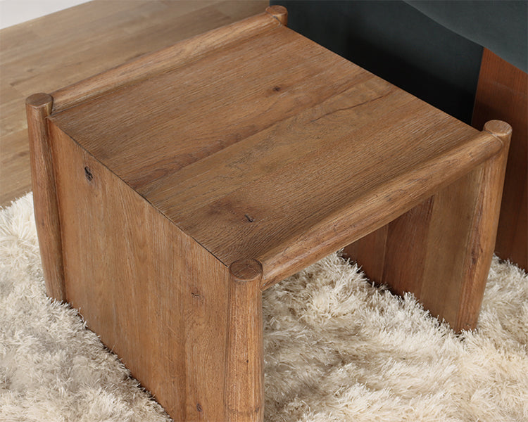 Weathered Oak Modern Waterfall End Table