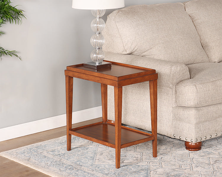 End Table with Raised Edge and Undershelf