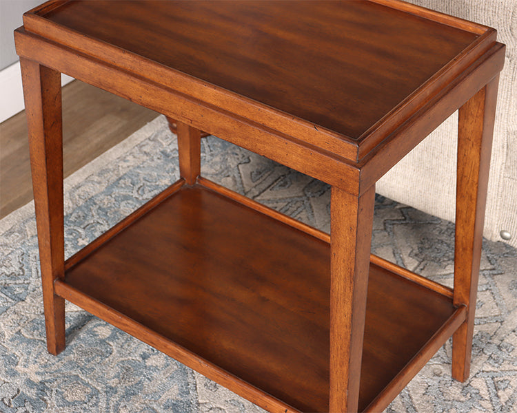 End Table with Raised Edge and Undershelf