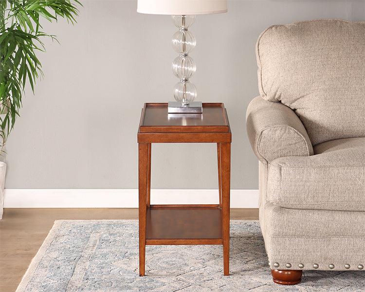End Table with Raised Edge and Undershelf