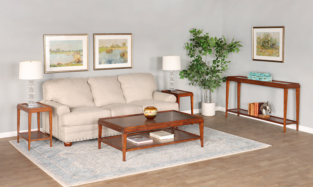 End Table with Raised Edge and Undershelf