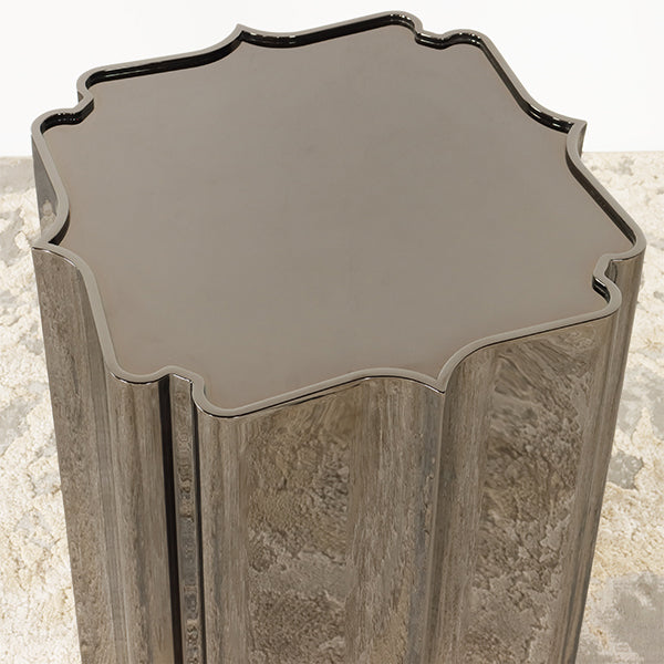 Dark Bronze Plated Stainless Scalloped End Table