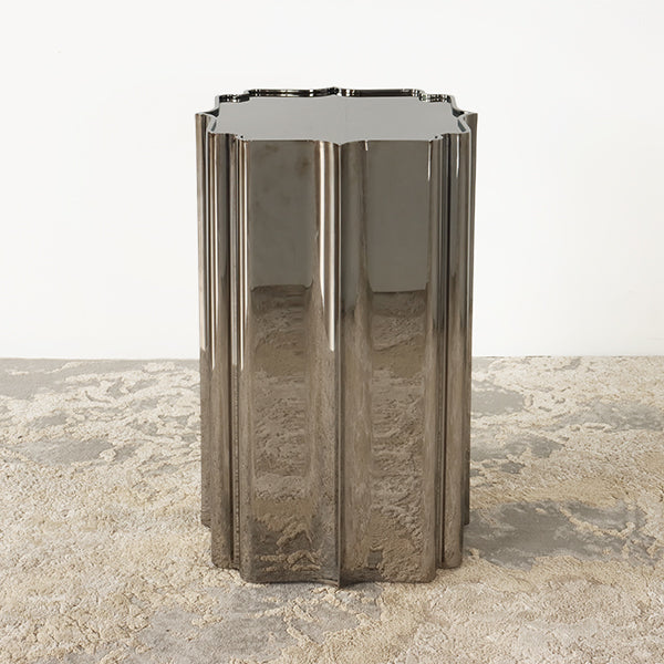 Dark Bronze Plated Stainless Scalloped End Table