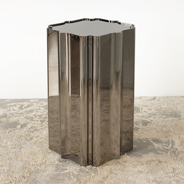 Dark Bronze Plated Stainless Scalloped End Table