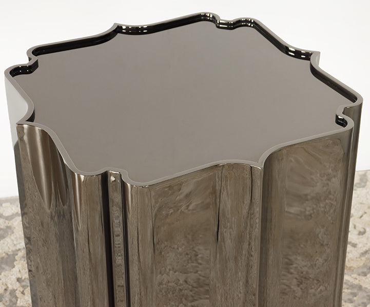 Dark Bronze Plated Stainless Scalloped End Table